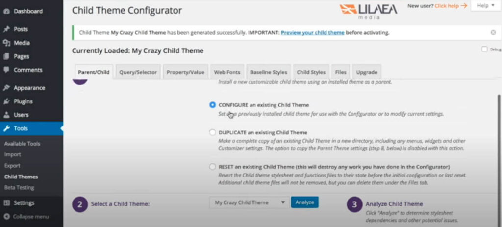 child theme configurator 설치_4