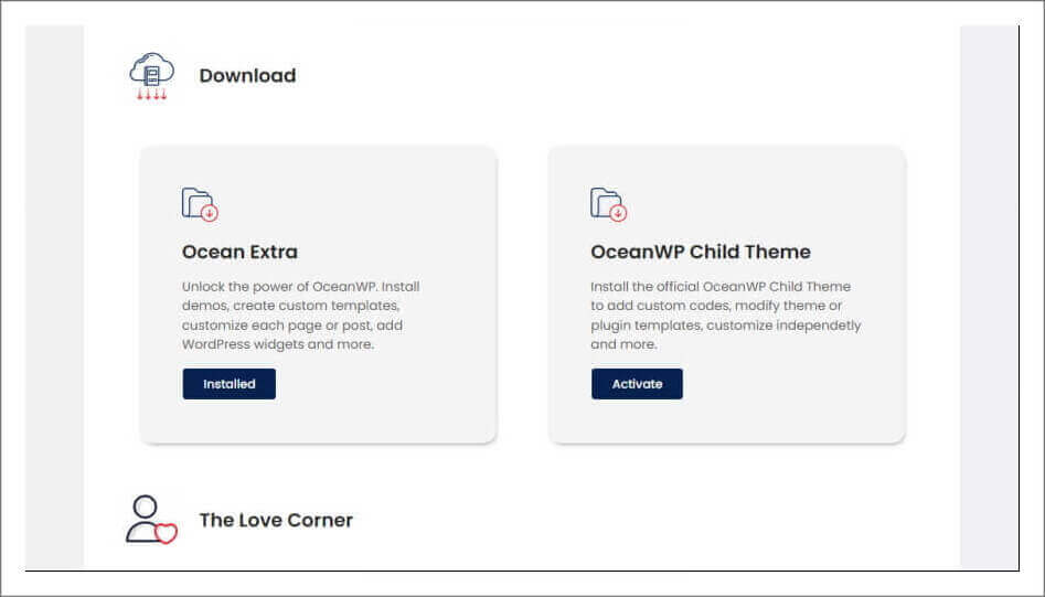 oceanwp 차일드 테마 다운로드